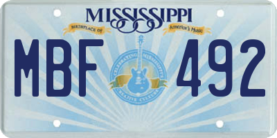 MS license plate MBF492