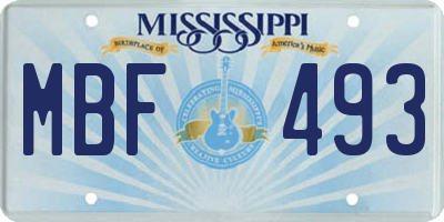 MS license plate MBF493