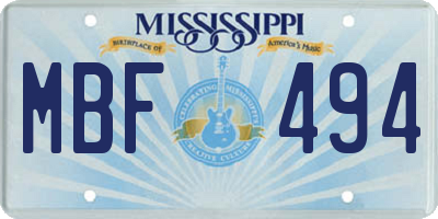 MS license plate MBF494