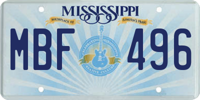 MS license plate MBF496