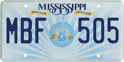 MS license plate MBF505