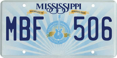 MS license plate MBF506