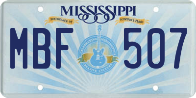 MS license plate MBF507