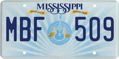 MS license plate MBF509