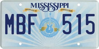 MS license plate MBF515