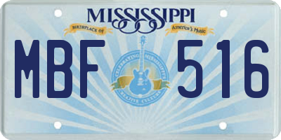 MS license plate MBF516