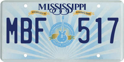 MS license plate MBF517