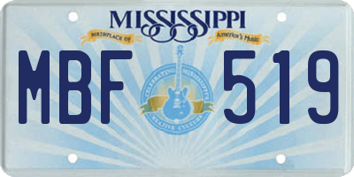 MS license plate MBF519