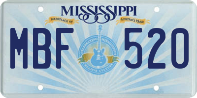MS license plate MBF520
