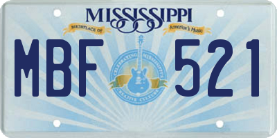 MS license plate MBF521