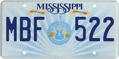 MS license plate MBF522