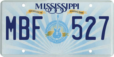MS license plate MBF527