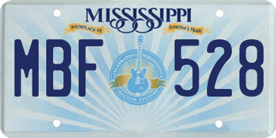 MS license plate MBF528