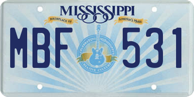 MS license plate MBF531