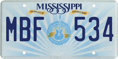 MS license plate MBF534