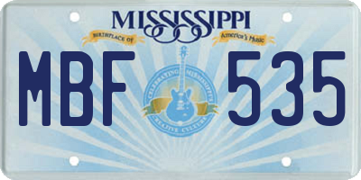 MS license plate MBF535