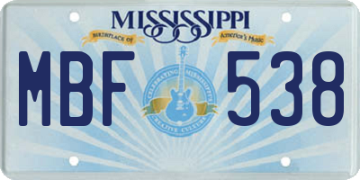 MS license plate MBF538