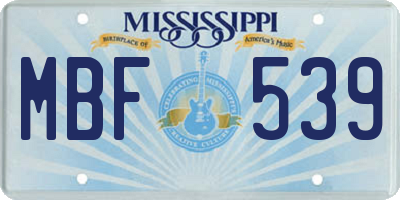 MS license plate MBF539