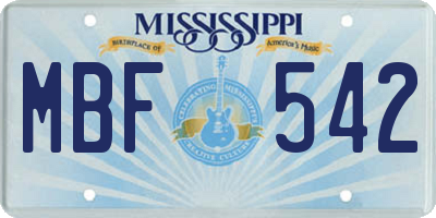 MS license plate MBF542