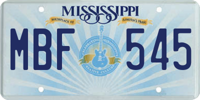 MS license plate MBF545