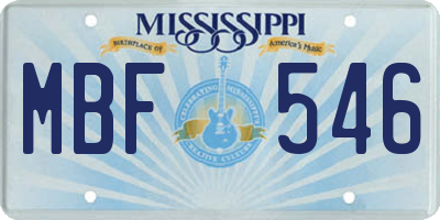 MS license plate MBF546
