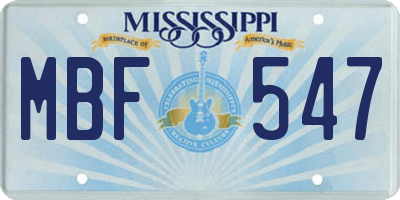 MS license plate MBF547