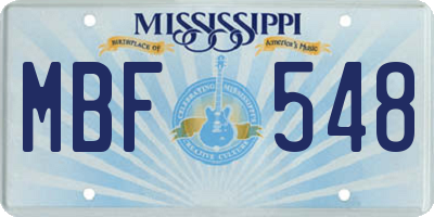MS license plate MBF548