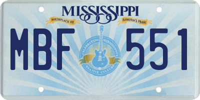 MS license plate MBF551
