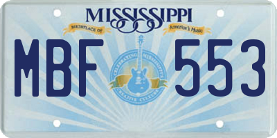 MS license plate MBF553