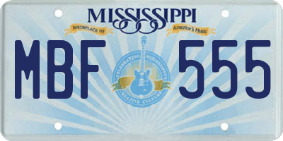 MS license plate MBF555