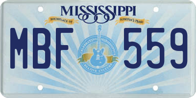 MS license plate MBF559
