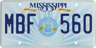 MS license plate MBF560
