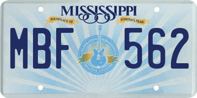 MS license plate MBF562
