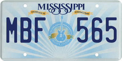 MS license plate MBF565