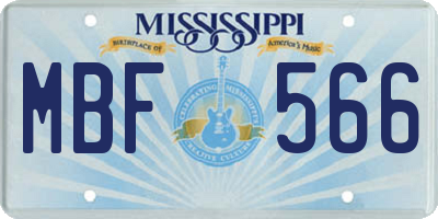 MS license plate MBF566