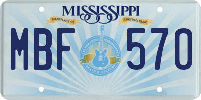 MS license plate MBF570