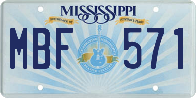 MS license plate MBF571