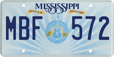 MS license plate MBF572