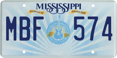 MS license plate MBF574