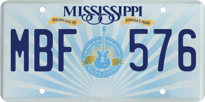 MS license plate MBF576
