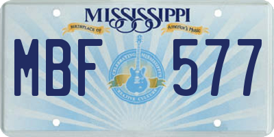 MS license plate MBF577