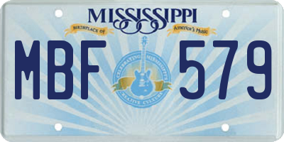 MS license plate MBF579