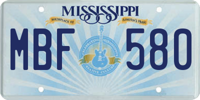 MS license plate MBF580