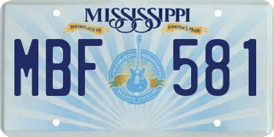 MS license plate MBF581
