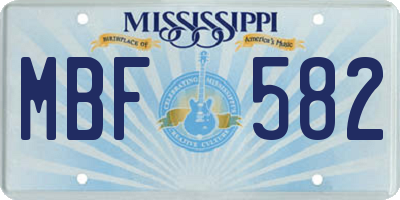 MS license plate MBF582