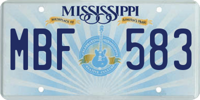 MS license plate MBF583