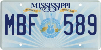 MS license plate MBF589