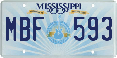 MS license plate MBF593