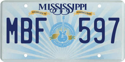 MS license plate MBF597