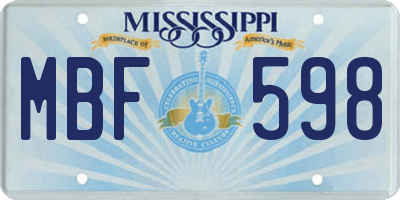 MS license plate MBF598